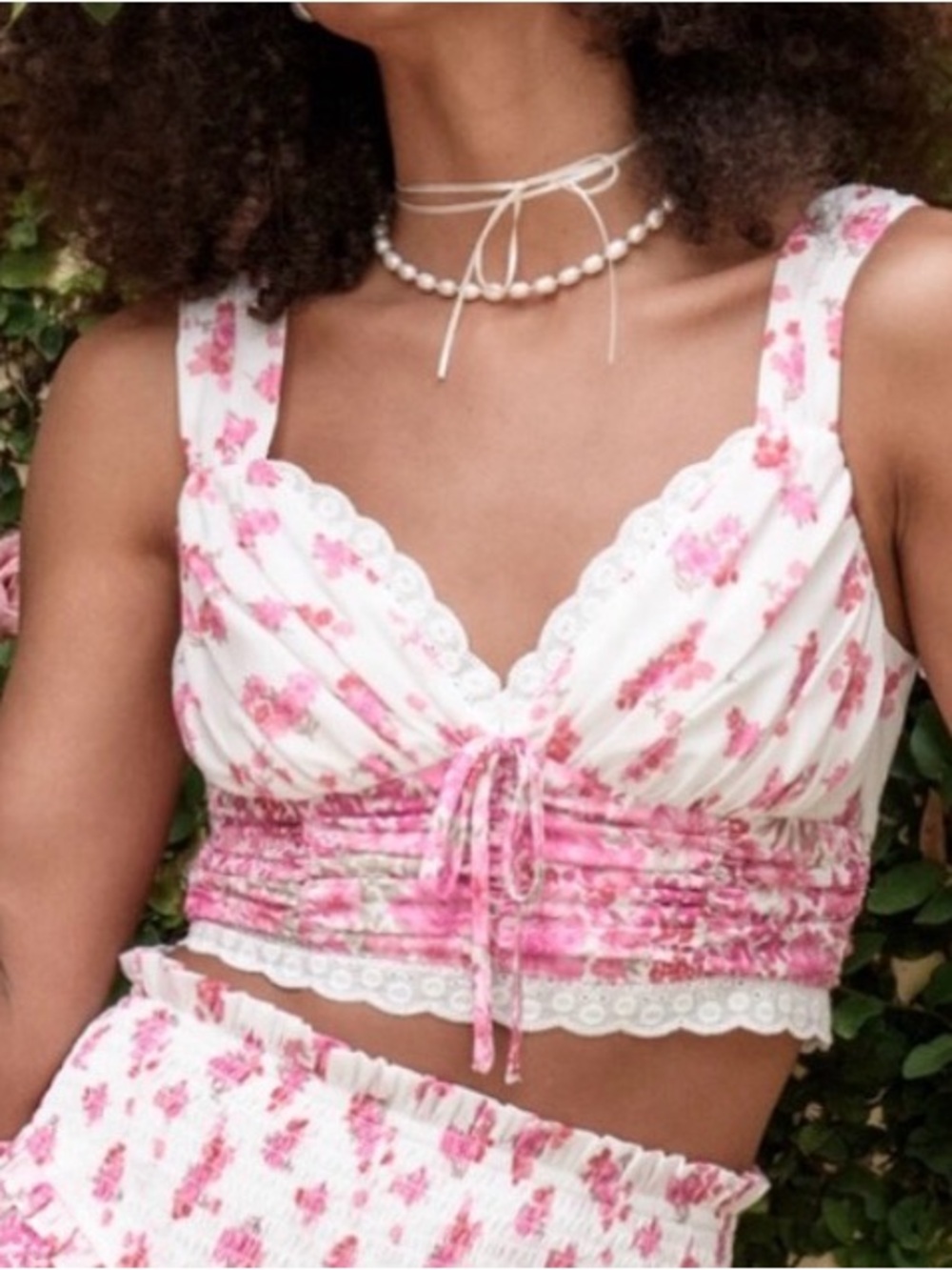 NWT Altar'd State Pink Floral Crop Top Tank Botanical Print Women’s Size XS